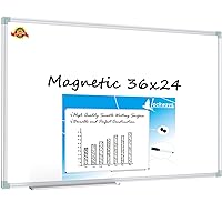 Lockways Magnetic Dry Erase Board, 36 x 24 Inch Magnetic Whiteboard White Board, 1 Dry Erase Markers, 2 Magnets for School, Home, Office