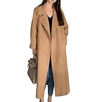 Long Trench coat for women 2023, Warm trench coat for petite women winter, Baggy Notch lapel collar trench jacket for women