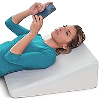 Wedge Pillow - 8 Inch Bed Wedge Pillow - 24 Inch Wide Incline Support Cushion for Lower Back Pain, Pregnancy, Acid Reflux, GERD, Heartburn, Allergies, Anti Snore – Soft Removable Cover