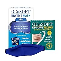 OCuSOFT Lid Scrub Allergy & Dry Eye Mask Bundle - Soothes Red, Irritated Eyelids - Pre-Moistened Eyelid Cleanser Pads & Reusable Moist-Heat Eye Compress Kit - 30 Pads + 1 Thermapod Mask