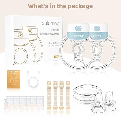 Breast Pump - Wearable Electric Low Noise Breast Pump, Rechargeable Portable Breast Pump with 2 Modes & 9 Levels, LCD Display Memory Function and Can Be Worn in-Bra, 24mm Flange