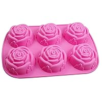 Silicone Rose Flower Shape Molds For Homemade Chocolate Cupcake, ​Soap, Bread, ​Cornbread, Bundt Cake, Muffin, Pudding Set of 2 (Rose) (Rose)