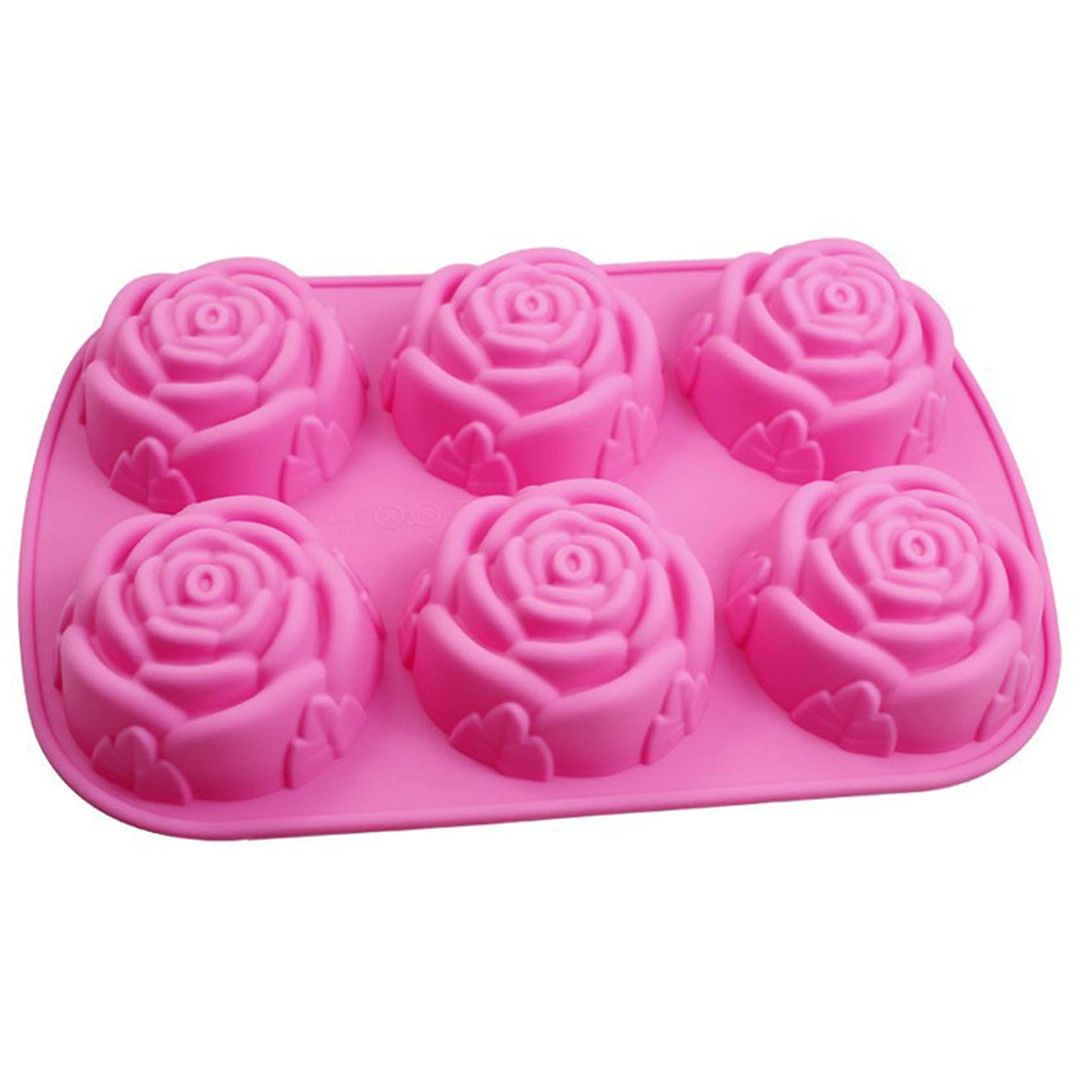 Thaoya Silicone Rose Flower Shape Molds For Homemade Chocolate Cupcake, ​Soap, Bread, ​Cornbread, Bundt Cake, Muffin, Pudding Set of 2 (Rose) (Rose)