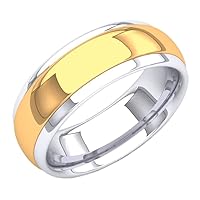 Dazzlingrock Collection 18K White & Two Tone Men's 8 MM Flat Shiny Polished Comfort Fit Low Dome Wedding Band, Yellow Gold