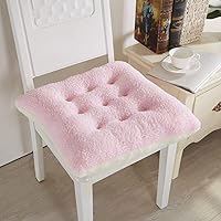 Comfort Seat Cushion Soft Chair Pads Warm Chair Cushion 20x20x4 inches Pink White Lambs Wool Fluffy for Adults and Kids for Kitchen Dining Living Room Office Chair Set of 1