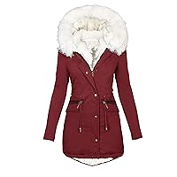 Winter Jackets For Women Mid Length Sherpa Lined Warm Heavy Coats Thick Thickened Windproof Outerwear With Fur Hood