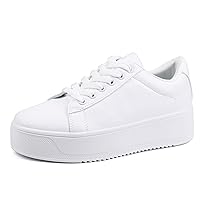 Women Fashion Sneakers Low-top Lace-Up Stylish Walking Shoes Comfort Platform Sneakers
