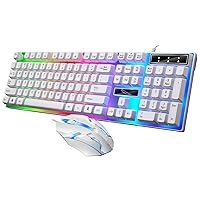 G21B Keyboard and Mouse Set USB Wired Gaming Keyboard Mouse Combo Gamer Desktop Mouse Keyboard Set White