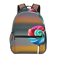 lollipop pattern print Lightweight Bookbag Casual Laptop Backpack for Men Women College backpack