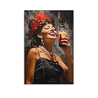 ARbmNb Art Poster Black Sexy Queen Drinking Dumb Wall Decoration Canvas Painting Wall Art Poster for Bedroom Living Room Decor 20x30inch(50x75cm) Unframe-style-2