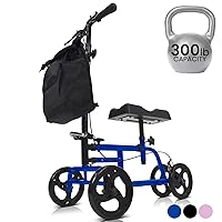 Vive Mobility Knee Scooter for Broken Foot & Injuries - 4 Wheel Steerable Walker for Leg, Foot, Ankle Injury - Kneeling Aid Quad Rolling Medical Cart for Adults, Elderly - FSA/HSA Approved (Blue)