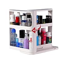 Rotate Spice Rack Organizer, Two 2-Tiered Swivel Spice Rack Shelves for Kitchen, Multi-Function Seasoning Spice Jar Storage Rack (White)