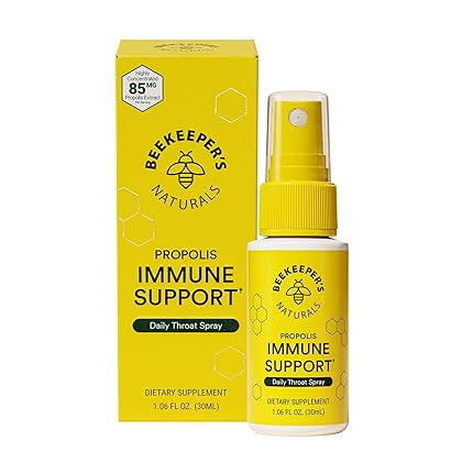 Propolis Throat Spray by Beekeeper's Naturals - 95% Bee Propolis Extract, Natural Immune Support & Sore Throat Relief - Antioxidants, Keto, Paleo, Gluten-Free (1.06 oz)(Pack of 1)