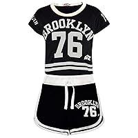 Kids Girls Shorts Brooklyn 76 Black Crop Top Hot Short Pant Summer Clothing Sets