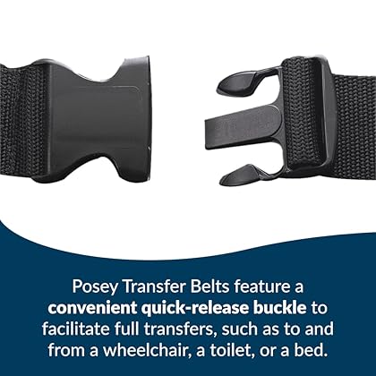TIDI Posey Transfer Belt, Black with Green Economy Model – Extra-Wide Soft Nylon – Washable Walking Belt & Gait Transfer Belt – Medical Supplies for Nurses, Therapists & Home Care Caregivers (6537Q)