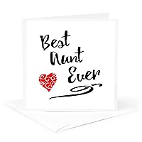 Greeting Card - Typography Design- Best Aunt Ever with Red Swirly Heart - Designs
