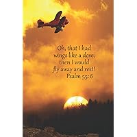 Oh That I Had Wings Like A dove Then I Would Fly Away And Rest Psalm 55:6: WWII Military BiPlane Red Stearman PT-17 Trainer Warbird Aircraft on Cloudy ... with Bible Scripture Verse for Journaling
