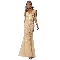 Ever-Pretty Women's Formal Dress Sequin Double V-Neck Sleeveless Mermaid Long Evening Dress 07886