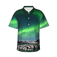 Aurora Borealis Men's Hawaiian Shirts, Short Sleeve Holiday T-Shirts and Casual Tops