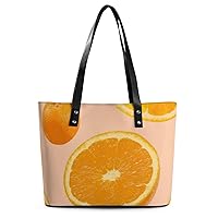 Womens Handbag Orange Leather Tote Bag Top Handle Satchel Bags For Lady