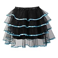 Womens Y2K Mini Skirt Ruffle Goth Punk Skirt High Waist Tulle Petticoat Tutu Skirt Steampunk Puffy Party Cosplay Skirt