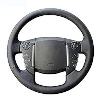 Leather Black Hand-Sewing Car Steering Wheel Cover, for Land Rover Discoverer 3 4 Freelander 2 Range Rover Sport Edition