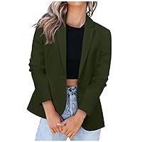 Casual Cropped Blazers for Women Trendy Long Sleeve Office Work Jacket Slim Business Suit Coat Dressy Cardigans
