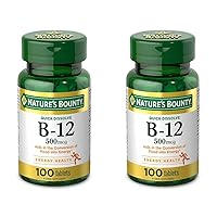 Nature's Bounty Vitamin B12, Supports Energy Metabolism and Nervous System Health, 500mcg, 100 Quick Dissolve Tablets (Pack of 2)