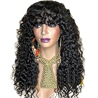 Water Wave Human Hair Wigs For Black Women Brazilian Remy Hair Full Machine Made Scalp Top Wig Loose Wave Wig Natural Color (150% Density, 10inch)