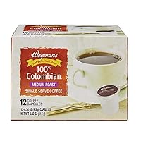 Wegmans 100% Colombian, Medium Roast, Single Serve Coffee Capsules 12 Count Box