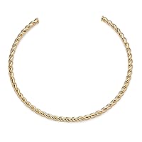 Bling Jewelry Slender Simple Slider Modern Choker V Shape Twist Braid Rope Collar Necklace For Women Teens Polished 14K Yellow Gold Plated