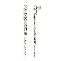 Kleinfeld Womens Bridal Special Occasion Linear Stone Drop Earrings, Crystal/Rhodium, One Size