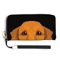 Golden Retriever Dog Face Women's Wristlet Clutch Purse Handheld Wallet Travel Handbag with Credit Card Holder for Men