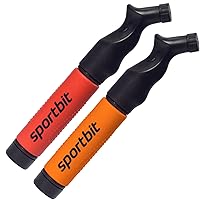 SPORTBIT Duopack Ball Pumps - Push & Pull Inflating System - Great for All Exercise Balls - Volleyball Pump, Basketball Inflator, Football & Soccer Ball Air Pump - Goes with Needles Set, Red + Orange