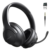 Picun Wireless Gaming Headsets with Active Noise Cancelling, 2.4Ghz/Bluetooth Over Ear Headphones with Detachable Boom Mic, 3D Surround Sound, 50H Playtime for PC, PS5/PS4, Laptop, Cellphones, Black