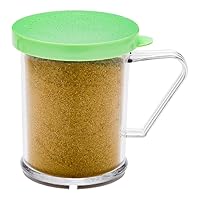 Restaurantware RW Base 10 Ounce Clear Plastic Dredge Spice Shaker 1 Reusable Dry Rub Shaker - Includes Green Perforated Lid With Handle Clear Polycarbonate Spice Shaker For Fine Seasonings
