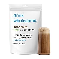 drink wholesome Vegan Chocolate Almond Protein Powder | for Sensitive Stomachs | Easy to Digest | Gut Friendly | No Bloating | 1.25 lb