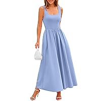 Women's Summer Dresses 2024 Beach Outfit Casual Sleeveless Cropped Tank Top High Waisted Dress, S-L