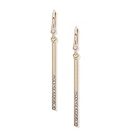 DKNY Gold-Tone Half-Pavé Bar Linear Drop Earrings - Gold Earrings for Women - Elegant Dangle Earrings - Beautiful Women's Jewelry, One Size, Crystal, No Gemstone