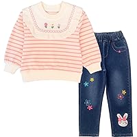 Peacolate 2-7T Spring Fall Little Girls 2pcs Clothing Set T Shirt and Jeans