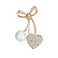 YAZILIND Bowknot Clothing Accessories Imitation Pearl Pendant Sweet Heart Shape with Cubic Zirconia Exquisite Brooch for Women Girls
