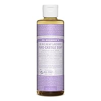 Dr. Bronner's - Pure-Castile Liquid Soap (Lavender, 8 ounce) - Made with Organic Oils, 18-in-1 Uses: Face, Body, Hair, Laundry, Pets and Dishes, Concentrated, Vegan, Non-GMO