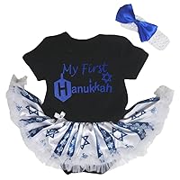 Petitebella My First Hanukkah Star Baby Dress Nb-18m