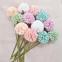 Artificial Chrysanthemum Ball Flowers Bouquet 12pcs Present for Important People Glorious Moral for Home Office Coffee House Parties and Wedding (Colorful)