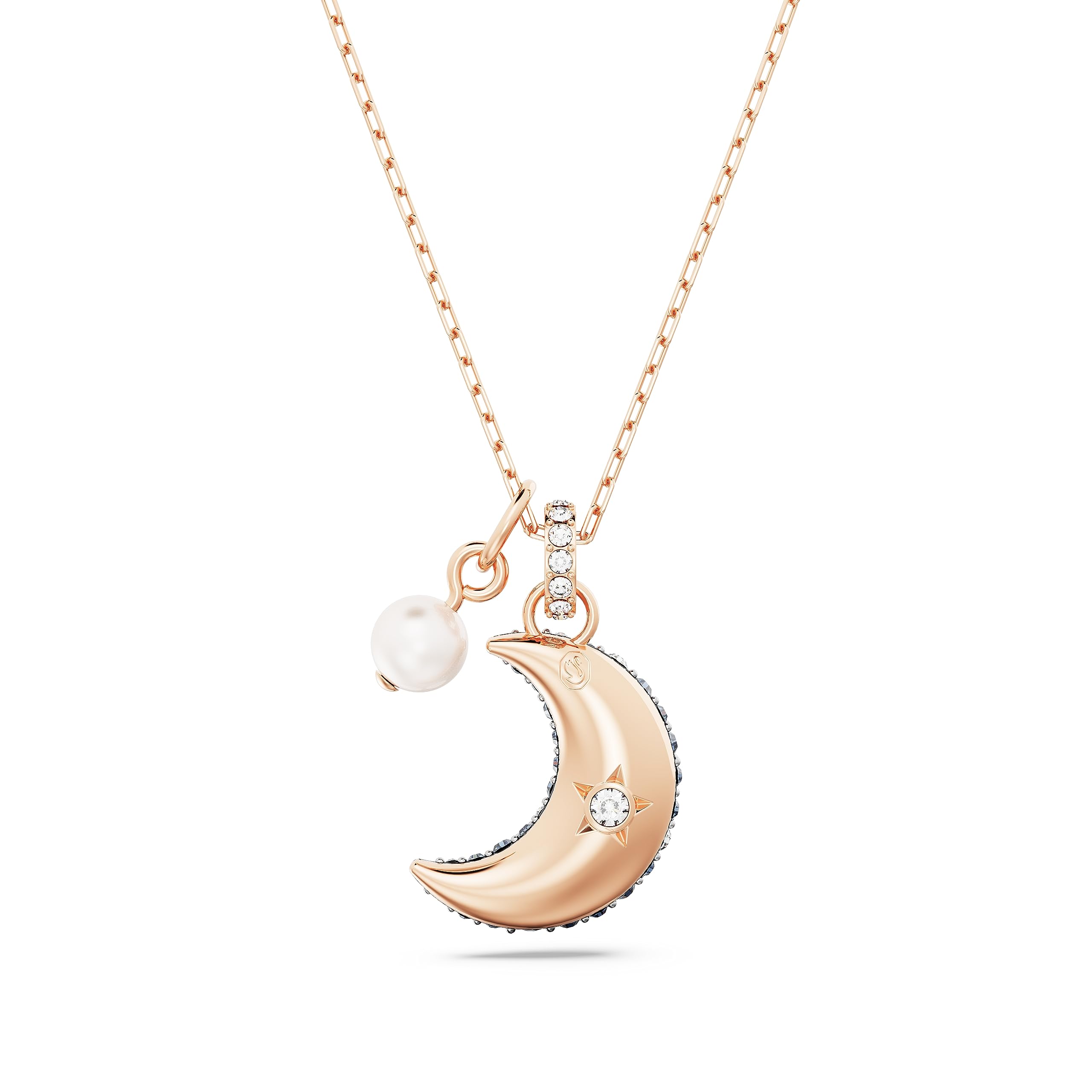 SWAROVSKI Luna Pendant, Moon, Multicolored, Rose gold-tone Finish