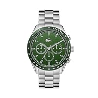 Lacoste Boston Men's Quartz Chronograph Stainless Steel and Link Bracelet Casual Watch, Color: Silver (Model: 2011080)