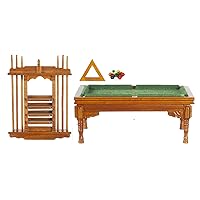 Melody Jane Dolls Houses Dollhouse Walnut Pool Snooker Table & Cue Stand Set 1:12 Pub Study Furniture