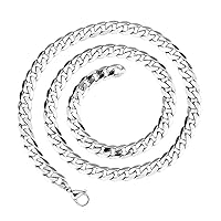 High Polished 7MM Curb Cuban Chain Stainless Steel Link Necklace Jewelry for Mens Womens Silver 18/20/22 inch