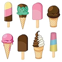 16 Piece Ice Cream Cone and Popsicle Decorations Cut Outs for Summer Birthday Party or Picnic Décor, 9