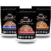 Zero Sugar Brands Granola – VARIETY PACK – Cereal Granola Keto, Vegan, Low Carb, Gluten Free, Sugar Free, healthy snacks for Adults, Kids, Diabetics, Paleo, Dairy-Free & Plant-Based Diet (3-Pack)